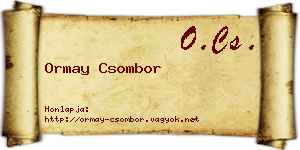 Ormay Csombor névjegykártya